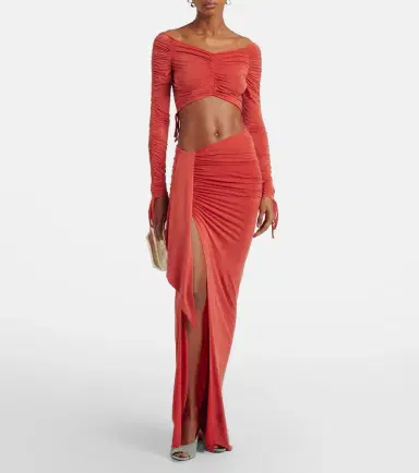 Balmain Ruched jersey crop top | Thumbnail 2