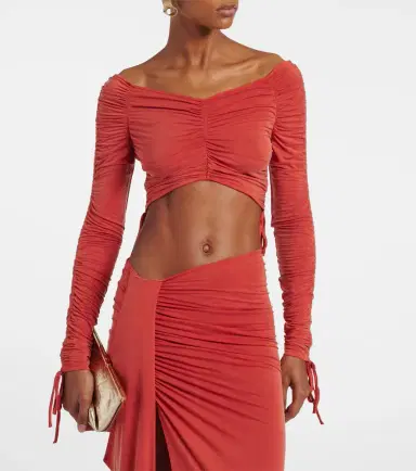 Balmain Ruched jersey crop top | Thumbnail 4