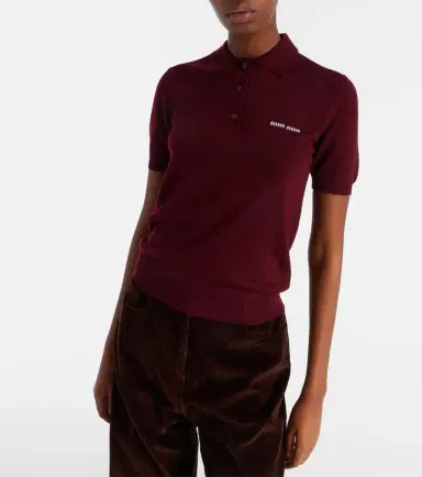 Miu Miu Logo wool polo sweater | Thumbnail 2