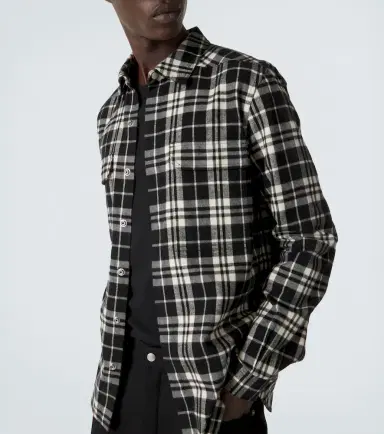 Rick Owens Temple plaid cotton overshirt | Thumbnail 7