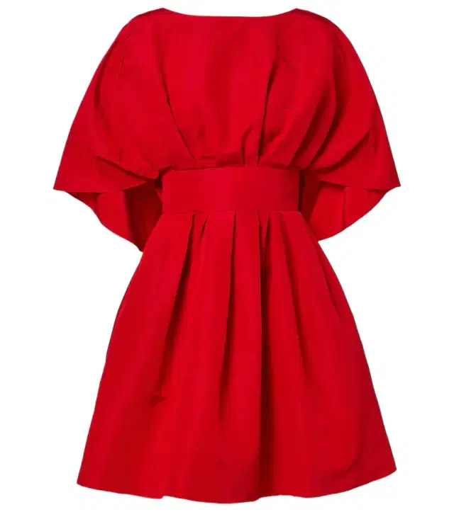 Fan gathered silk minidress