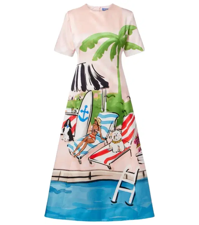Caroline cotton and silk midi dress