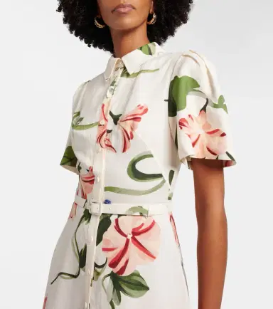 Leo Lin Becca belted floral linen-blend shirt dress | Thumbnail 3