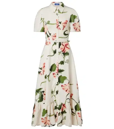 Leo Lin Becca belted floral linen-blend shirt dress | Thumbnail 1
