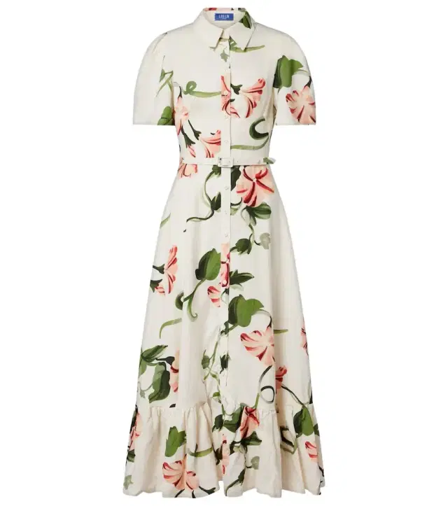Becca belted floral linen-blend shirt dress