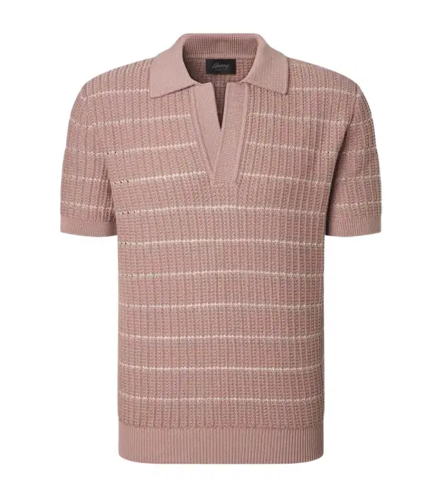 Embroidered cotton and linen polo shirt
