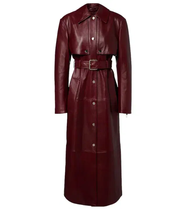 Paste leather trench coat