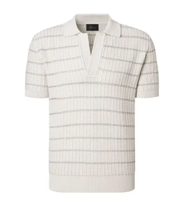 Embroidered cotton and linen polo shirt