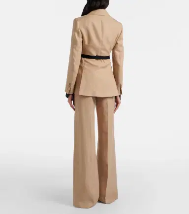 Max Mara Big pleated linen wide-leg pants | Thumbnail 3 Max Mara Big pleated linen wide-leg pants | Thumbnail 3