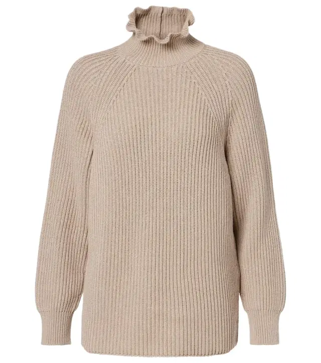 Camino ruffled cotton turtleneck sweater