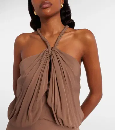 Elie Saab Gathered silk georgette bodysuit | Thumbnail 5