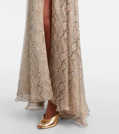 Elie Saab Snake-print silk chiffon maxi skirt | Thumbnail 4