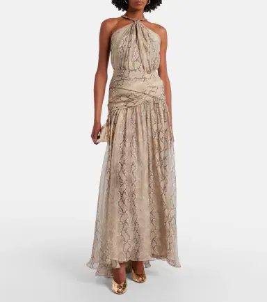 Elie Saab Snake-print silk chiffon maxi skirt | Thumbnail 5