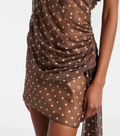 Elie Saab Caped one-shoulder polka-dot silk-blend minidress | Thumbnail 3