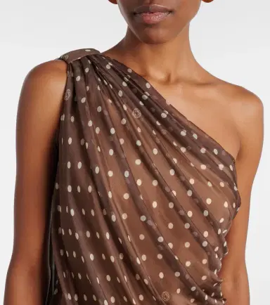 Elie Saab Caped one-shoulder polka-dot silk-blend minidress | Thumbnail 4