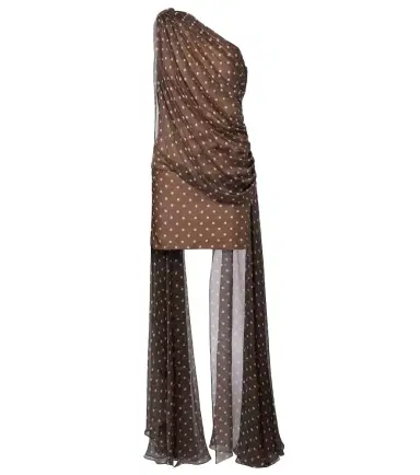 Elie Saab Caped one-shoulder polka-dot silk-blend minidress | Thumbnail 1