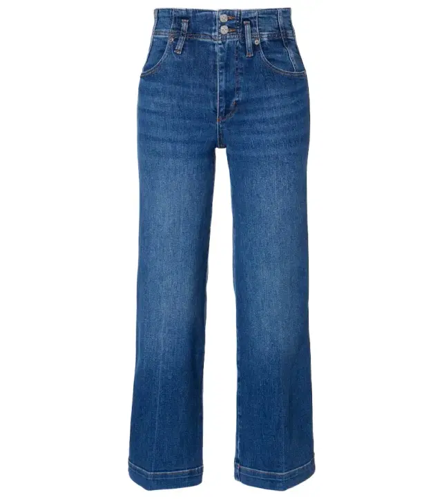 Frame Seamed cropped wide-leg jeans