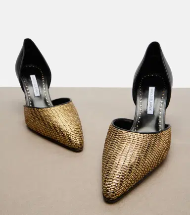 Manolo Blahnik Taylerbinu leather-trimmed woven pumps | Thumbnail 2