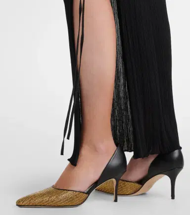 Manolo Blahnik Taylerbinu leather-trimmed woven pumps | Thumbnail 5