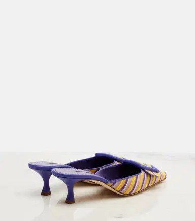 Manolo Blahnik Maysalebi striped leather-trimmed mules | Thumbnail 2 Manolo Blahnik Maysalebi striped leather-trimmed mules | Thumbnail 2