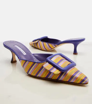 Manolo Blahnik Maysalebi striped leather-trimmed mules | Thumbnail 4 Manolo Blahnik Maysalebi striped leather-trimmed mules | Thumbnail 4