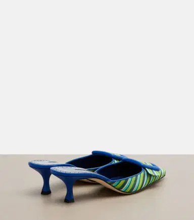 Manolo Blahnik Maysalebi striped leather-trimmed mules | Thumbnail 2