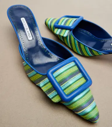 Manolo Blahnik Maysalebi striped leather-trimmed mules | Thumbnail 4