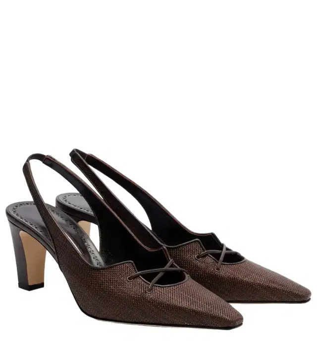 Manolo Blahnik Montbalo raffia slingback pumps