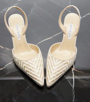 Manolo Blahnik Carolyne woven slingback pumps | Thumbnail 3