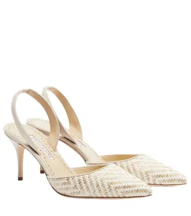 Manolo Blahnik Carolyne woven slingback pumps | Thumbnail 1