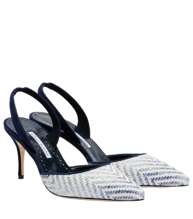 Manolo Blahnik Carolyne 70 raffia slingback pumps | Thumbnail 1 Manolo Blahnik Carolyne 70 raffia slingback pumps | Thumbnail 1