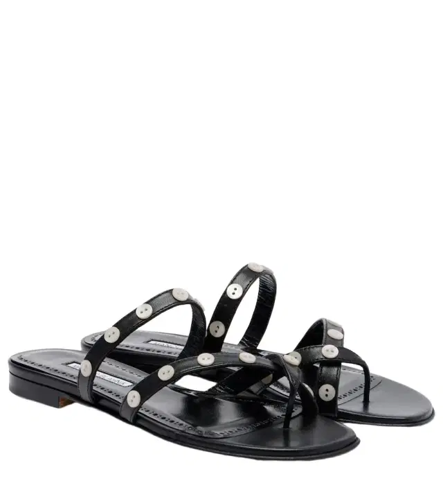 Manolo Blahnik Irafli embellished leather thong sandals