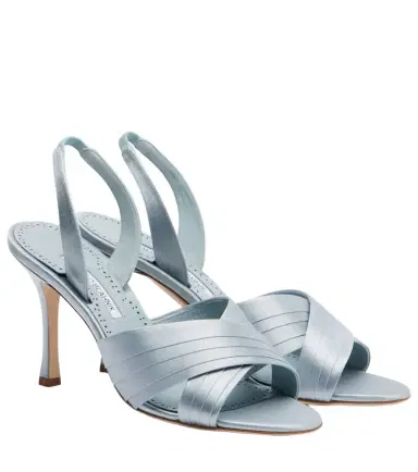 Manolo Blahnik Viera 90 satin slingback sandals | Thumbnail 1 Manolo Blahnik Viera 90 satin slingback sandals | Thumbnail 1