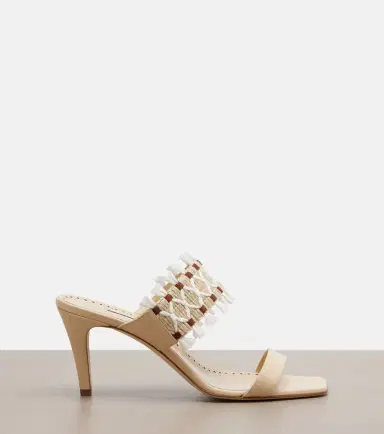 Manolo Blahnik Efeso leather-trimmed woven mules | Thumbnail 4