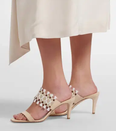 Manolo Blahnik Efeso leather-trimmed woven mules | Thumbnail 6