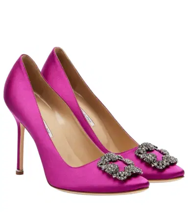 Manolo Blahnik Hangisi embellished satin pumps | Thumbnail 1