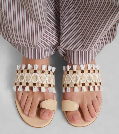 Manolo Blahnik Brava raffia-trimmed leather sandals | Thumbnail 5