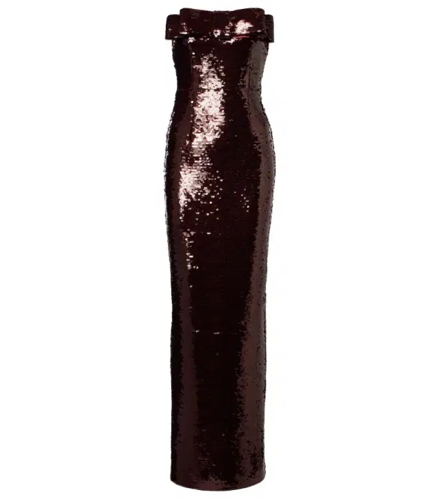 Sisu bow-detail sequined bustier gown