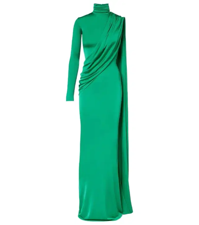 The New Arrivals Ilkyaz Ozel Aya caped satin gown