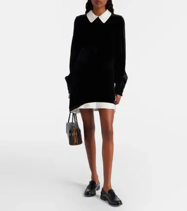 Prada Asymmetric velvet minidress | Thumbnail 3 Prada Asymmetric velvet minidress | Thumbnail 3