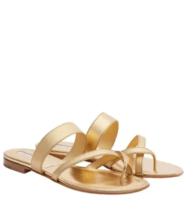 Manolo Blahnik Susa metallic leather sandals | Thumbnail 1