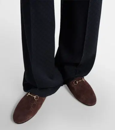 Gucci Horsebit GG suede mules | Thumbnail 6
