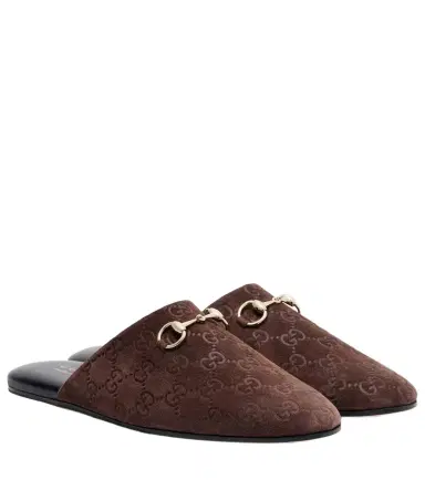 Gucci Horsebit GG suede mules | Thumbnail 1