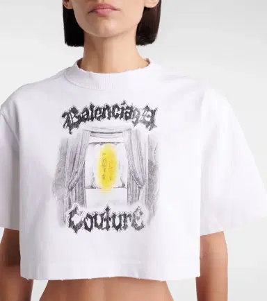Balenciaga Printed cropped cotton jersey T-shirt | Thumbnail 2 Balenciaga Printed cropped cotton jersey T-shirt | Thumbnail 2