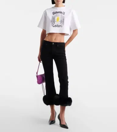 Balenciaga Printed cropped cotton jersey T-shirt | Thumbnail 3 Balenciaga Printed cropped cotton jersey T-shirt | Thumbnail 3