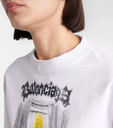 Balenciaga Printed cropped cotton jersey T-shirt | Thumbnail 5 Balenciaga Printed cropped cotton jersey T-shirt | Thumbnail 5