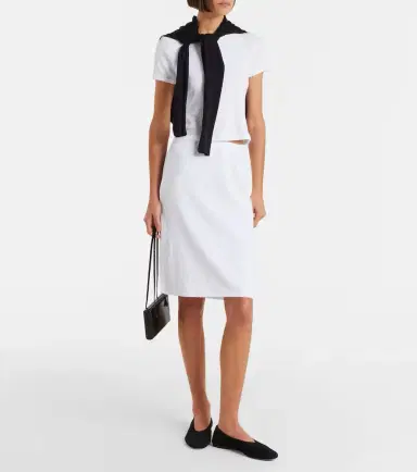 LESET Pointelle cotton midi skirt | Thumbnail 2