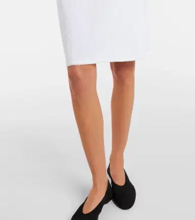 LESET Pointelle cotton midi skirt | Thumbnail 3