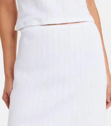 LESET Pointelle cotton midi skirt | Thumbnail 4