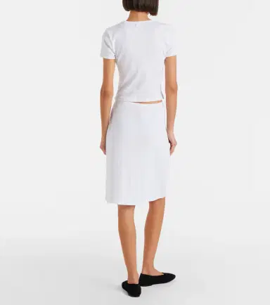 LESET Pointelle cotton midi skirt | Thumbnail 5